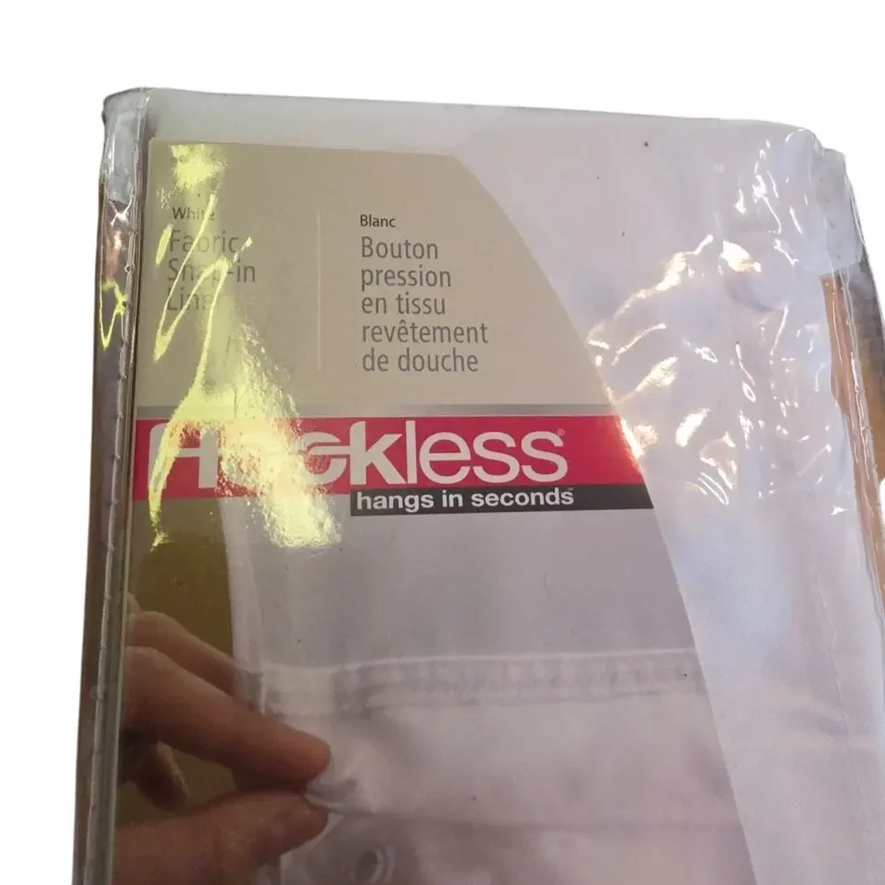 Hookless White Replacement Fabric Liner For Shower Curtain Snap On 70” X 54 New